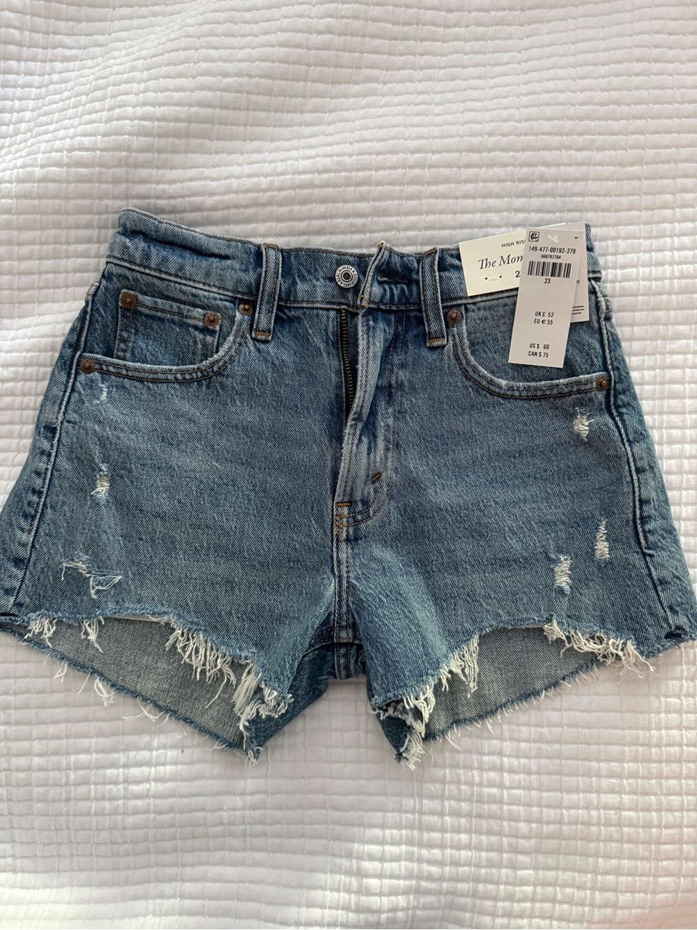 Abercrombie & Fitch Distressed Mom Jean Shorts - Light Blue